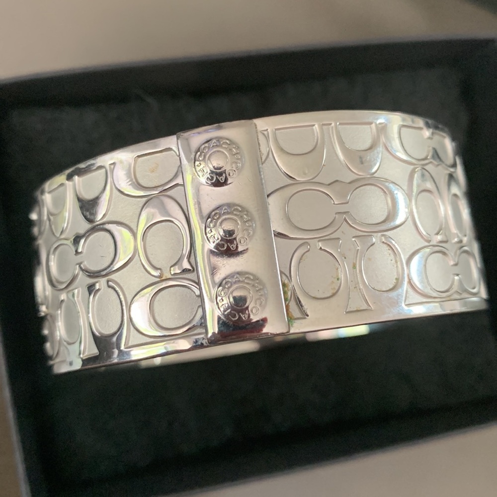 Coach silver signature bangle bracelet